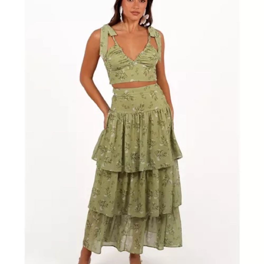 Petal & Pup Olive Floral Skirt Set Dorothy Two Piece Sage Botánica